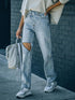 'Jemma' Asymmetric Distressed Jeans - Celes Fashion